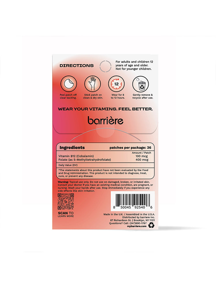 BARRIÈRE - Energy Boost Vitamin B12 Patch | 36 Stk Black Bolt