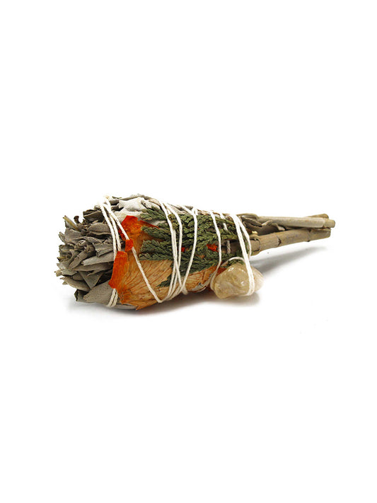 Räucherbundle - Sage Smudge mit Citrin Stein